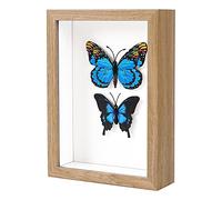 KAPIX Shadow Box 5x7 Picture Frame with HD Plexiglass Deep Wood Memory Box Display case for Flowers,Ticket,Memorabilia,Keepsake,Medal,Art and Photos,Burlywood