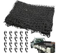 Kapler Cargo Net: 2x3m Size with 4x4cm Tiny Mesh - Heavy Duty 8mm Elasticated Bungee Cord & 20 Adjustable ABS Hooks for Pickup Truck Bed Van Skip Rubbish Garden Waste Transport