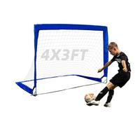 Kapler Football Goal for Kids: Portable & Foldable Exercise Training Equipment with Carry Bag, 2Pcs 4x3Ft Mini Goal Post and Ideal for Garden and Outdoor Fun