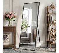 Kapler Full Length Mirror: 163x53cm Large Freestanding Floor Mirror & Wall Mounted Dressing Mirror, Shatterproof Black Metal Frame for Bedroom