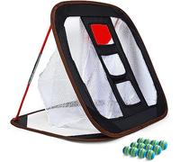 Kapler Golf Net Chipping Practice - 3 Target Accuracy Training Aids with Ground Nails for Garden Backyard Indoor Pop Up Portable 28x26x22 Inch (Black)