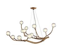KAPOHU Retro Industrial Resin Chandelier,Glass Bubble Ceiling Light LED Close to Ceiling Light Fixtures for Living Room Bedroom Dining Room G4,Fresh Wood Branch Chandelier