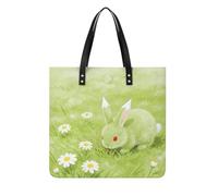 Kapok Light Green Square PU Leather Tote Bag