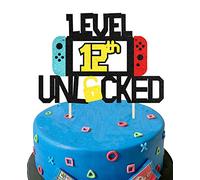 KAPOKKU Level 12th Unlocked Cake Topper for Video Game Theme Gaming Party Birthday Anniversary Celebration