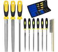 kapoua Steel File,Metal File,Half-Round/Round Files and 6 pcs Needle Files with Storage Bag and Steel Brush for Woodwork, Metal, Leather and Plastic