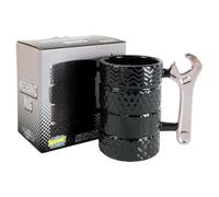 Kapow Gifts Mechanic Themed Ceramic Mug with Tyre Shaped Textured Design, 12 cm Height, Black Gift Boxed Cup
