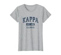 Kappa Illinois IL Vintage Athletic Sports Design T-Shirt, Women, Heather Grey, Large
