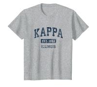 Kappa Illinois IL Vintage Athletic Sports Design T-Shirt, Youth, Heather Grey, Medium