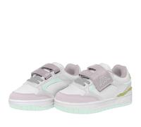 Kappa - Low-top polyester sneakers for children, model: Manis 2.0 Ev Kid logo, White Pink Calcite Light Green, 10 UK