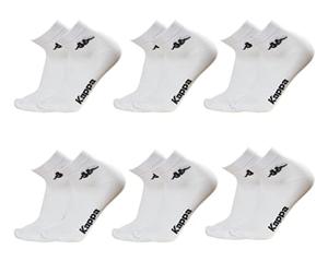 Kappa Pack of 6 Pairs Unisex Short Ankle Socks - Article K004 in Cotton, Available in White, Black, Blue and Grey, White, 42-44