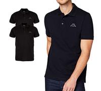 Kappa VENIST Men's Polo Shirt with Discreet Logo Print and Kent Collar Basic Polo Shirts for Men Short Sleeve Polo Shirt for Sports, Leisure and Office Regular Fit - Black - XXL