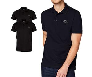 Kappa VENIST Men's Polo Shirt with Discreet Logo Print and Kent Collar Basic Polo Shirts for Men Short Sleeve Polo Shirt for Sports, Leisure and Office Regular Fit - Black - L