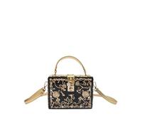 KAPPDE Acrylic Evening Bag Hollow Metal Carved Diamond Handbag One Shoulder Crossbody Ladies Bag(Black)