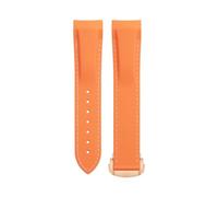 KAPPDE Soft Flexible Rubber Watchband For Omega Speedmaster Moonwatch Seamaster 300 AT150 PLANET OCEAN 600 Wristband 20/21/22mm Rose Gold round buckle(Orange White,22mm)