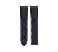 KAPPDE Soft Flexible Rubber Watchband For Omega Speedmaster Moonwatch Seamaster 300 AT150 PLANET OCEAN 600 Wristband 20/21/22mm No buckle(Black White,20mm)