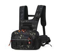 KAPPDE Tactical Chest Bag Molle Vest Front Pouch Outdoor Hiking Climbing Fishing Lure Travel Recon Kit Bag Camping Backpack for Men 28 * 10 * 18 cm(BK CP)