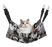 KAPPTYY Ack Grey White Camo Hanging Pet Hammock Bed With Adjustable Straps And Metal Hooks Double Sided Bed