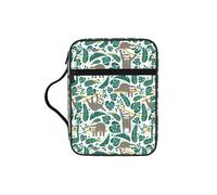 KAPPTYY Adorable Sloth Lightweight Bible Cover Case with Pen Slots & Zipper Pockets Portable Organizer Bag for Notebook Tablet