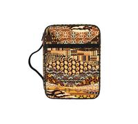 KAPPTYY African Style Patchwork Lightweight Bible Cover Case with Pen Slots & Zipper Pockets Portable Organizer Bag for Notebook Tablet