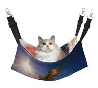 KAPPTYY American Usa Flag Eagle Art Hanging Pet Hammock Bed With Adjustable Straps And Metal Hooks Double Sided Bed