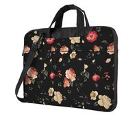KAPPTYY Autumn Beautiful Floral Print Structured Laptop Bag Oxford Cloth Briefcase Padded Shoulder Case With Front Pockets