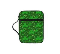 KAPPTYY Background st Patrick's Day Glitter Lightweight Bible Cover Case with Pen Slots & Zipper Pockets Portable Organizer Bag for Notebook Tablet
