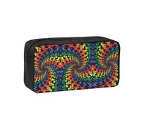 KAPPTYY Bear Dancing Tie Dye Printed Large Pencil Pouch, Durable Zipper Pen Case with Handle, for Office College Journaling