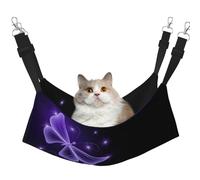 KAPPTYY Beautiful Purple Butterfly Hanging Pet Hammock Bed With Adjustable Straps And Metal Hooks Double Sided Bed