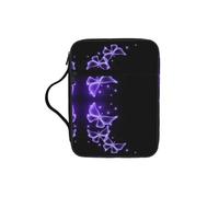 KAPPTYY Beautiful Purple Butterfly Lightweight Bible Cover Case with Pen Slots & Zipper Pockets Portable Organizer Bag for Notebook Tablet