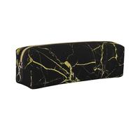 KAPPTYY Black Gold Marble Printing School Leather Pencil Case with Zipper,Cute Pen Pouch for Boys Girls,Back to School' Supplies
