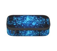 KAPPTYY Blue Musical Notes Original High Capacity Pencil Case,Big Pen Box Organizer Portable Aesthetic Supply for Adults
