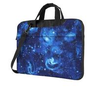 KAPPTYY Blue Universe Space Galaxy Print Structured Laptop Bag Oxford Cloth Briefcase Padded Shoulder Case With Front Pockets