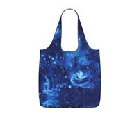 KAPPTYY Blue Universe Space Galaxy Printed Shopping Tote Bag Foldable, Reusable Grocery Bag, Compact Lightweight Bag for Commuting