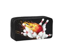 KAPPTYY Bowling Ball Printed Large Pencil Pouch, Durable Zipper Pen Case with Handle, for Office College Journaling