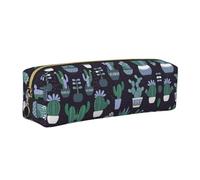 KAPPTYY Cactus Succulent Plant Printing School Leather Pencil Case with Zipper,Cute Pen Pouch for Boys Girls,Back to School' Supplies