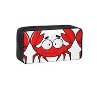 KAPPTYY Cartoon Crab Printed Large Pencil Pouch, Durable Zipper Pen Case with Handle, for Office College Journaling