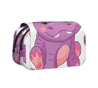 KAPPTYY Cartoon Purple Hippo Printing Pencil Case for Pencils, Handy Storage Box for Watercolor Pens Or Markers