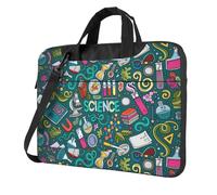 KAPPTYY Cartoon Science Theme Print Structured Laptop Bag Oxford Cloth Briefcase Padded Shoulder Case With Front Pockets
