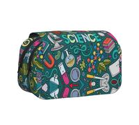 KAPPTYY Cartoon Science Theme Printing Pencil Case for Pencils, Handy Storage Box for Watercolor Pens Or Markers