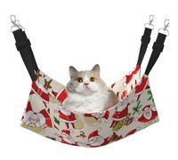 KAPPTYY Christmas Cartoon Santa Claus Hanging Pet Hammock Bed With Adjustable Straps And Metal Hooks Double Sided Bed