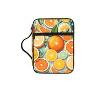 KAPPTYY Citrus Fruit Pattern Lightweight Bible Cover Case with Pen Slots & Zipper Pockets Portable Organizer Bag for Notebook Tablet