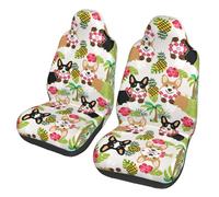 KAPPTYY Corgi Hawaiian Tropical Summer Pineapple Car Seat Covers,Fabric Front Seat Cover,Airbag Compatible, Automotive Comfort,Trucks,Suv