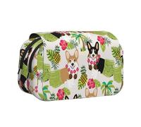 KAPPTYY Corgi Hawaiian Tropical Summer Pineapple Printing Pencil Case for Pencils, Handy Storage Box for Watercolor Pens Or Markers