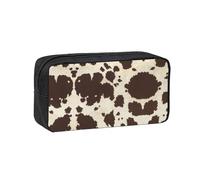 KAPPTYY Cow Fur Print Printed Large Pencil Pouch, Durable Zipper Pen Case with Handle, for Office College Journaling
