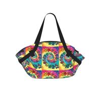 KAPPTYY Dancing thanksgiving bear Printed Outdoor Picnic Mat and Handbag, Portable Round 37in Foldable for Park Lawn Family Day