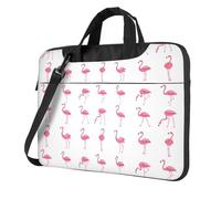 KAPPTYY Flamingos On White Print Structured Laptop Bag Oxford Cloth Briefcase Padded Shoulder Case With Front Pockets