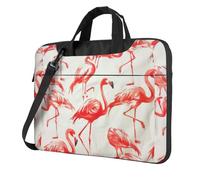 KAPPTYY Flamingos On White Print Structured Laptop Bag Oxford Cloth Briefcase Padded Shoulder Case With Front Pockets