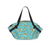 KAPPTYY Funny Cartoon Kangaroo Zoo Printed Outdoor Picnic Mat and Handbag, Portable Round 37in Foldable for Park Lawn Family Day