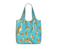 KAPPTYY Funny Cartoon Kangaroo Zoo Printed Shopping Tote Bag Foldable, Reusable Grocery Bag, Compact Lightweight Bag for Commuting