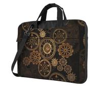 KAPPTYY Gears Clock Bronze Century Print Structured Laptop Bag Oxford Cloth Briefcase Padded Shoulder Case